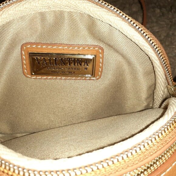 VALENTINA-Italy-Genuine Patent Leather Crossbody Handbag-Coral/Orange-Near Mint - Picture 7 of 8